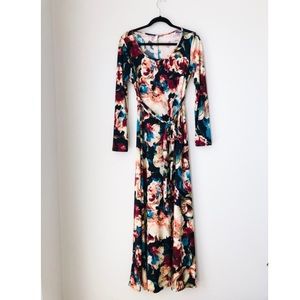 Pinkblush Navy Floral Sash Maxi Dress